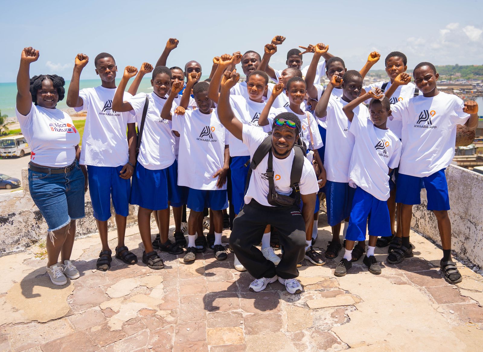 Ghanaian students on a heritage-site visit funded by the Akwaaba Foundation