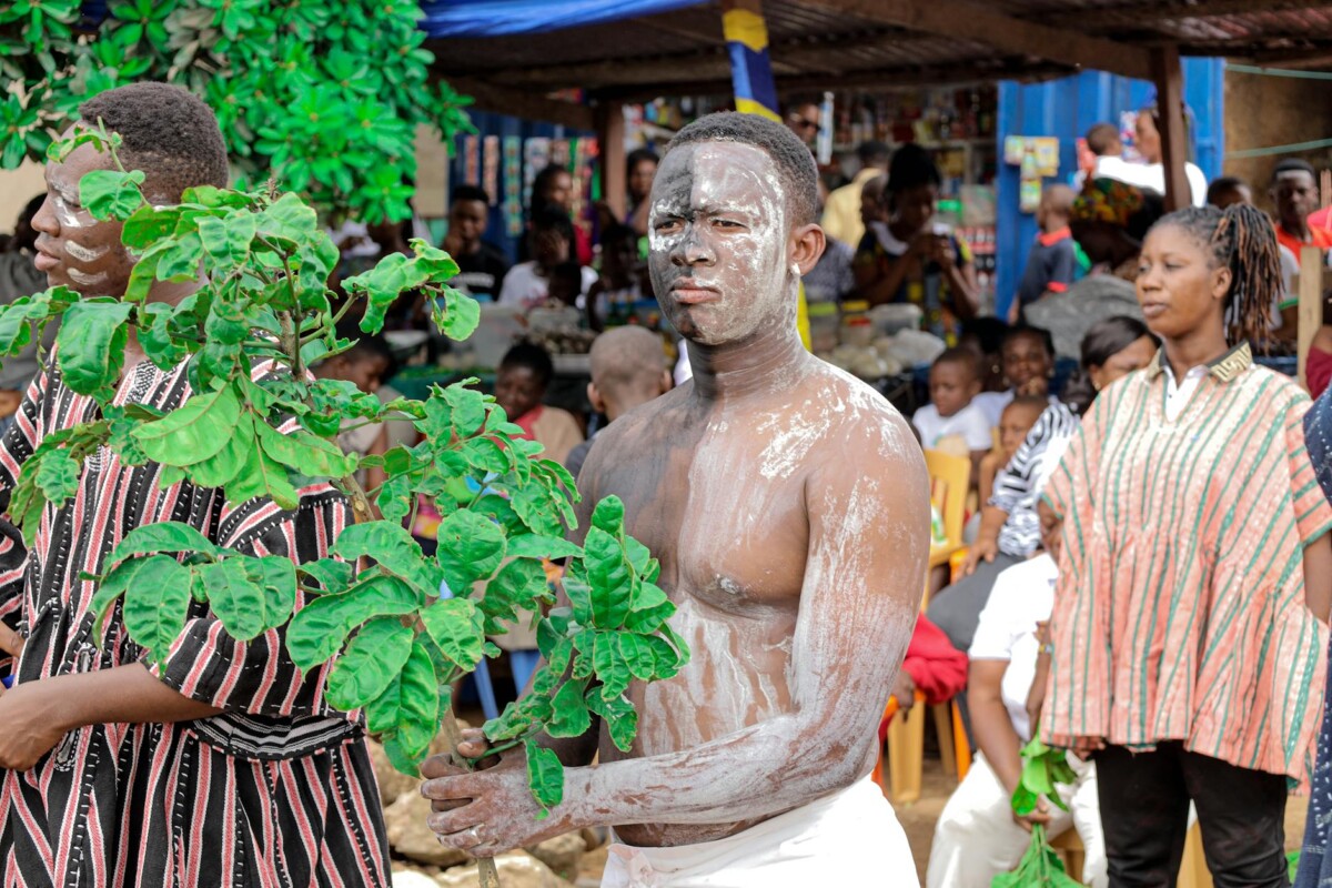 Traditional festival parade with cultural attire in Amedzofe Ghana