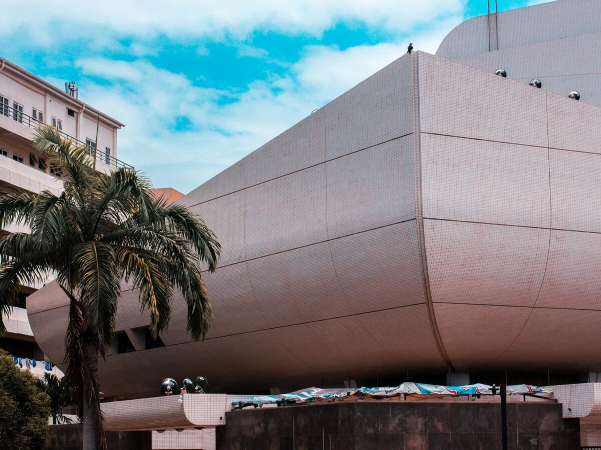 Modern building with palm tree in Accra Ghana