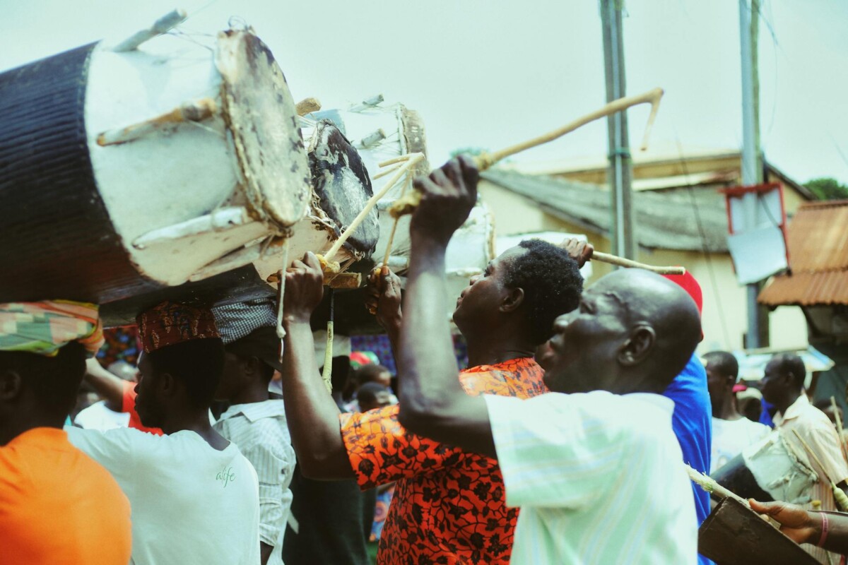 Cape Coast Ghana festival drummers celebrating traditional music