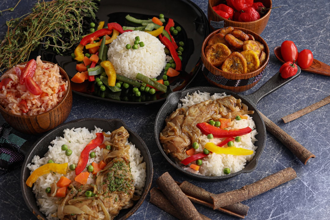 Traditional West African food — chicken and rice dish