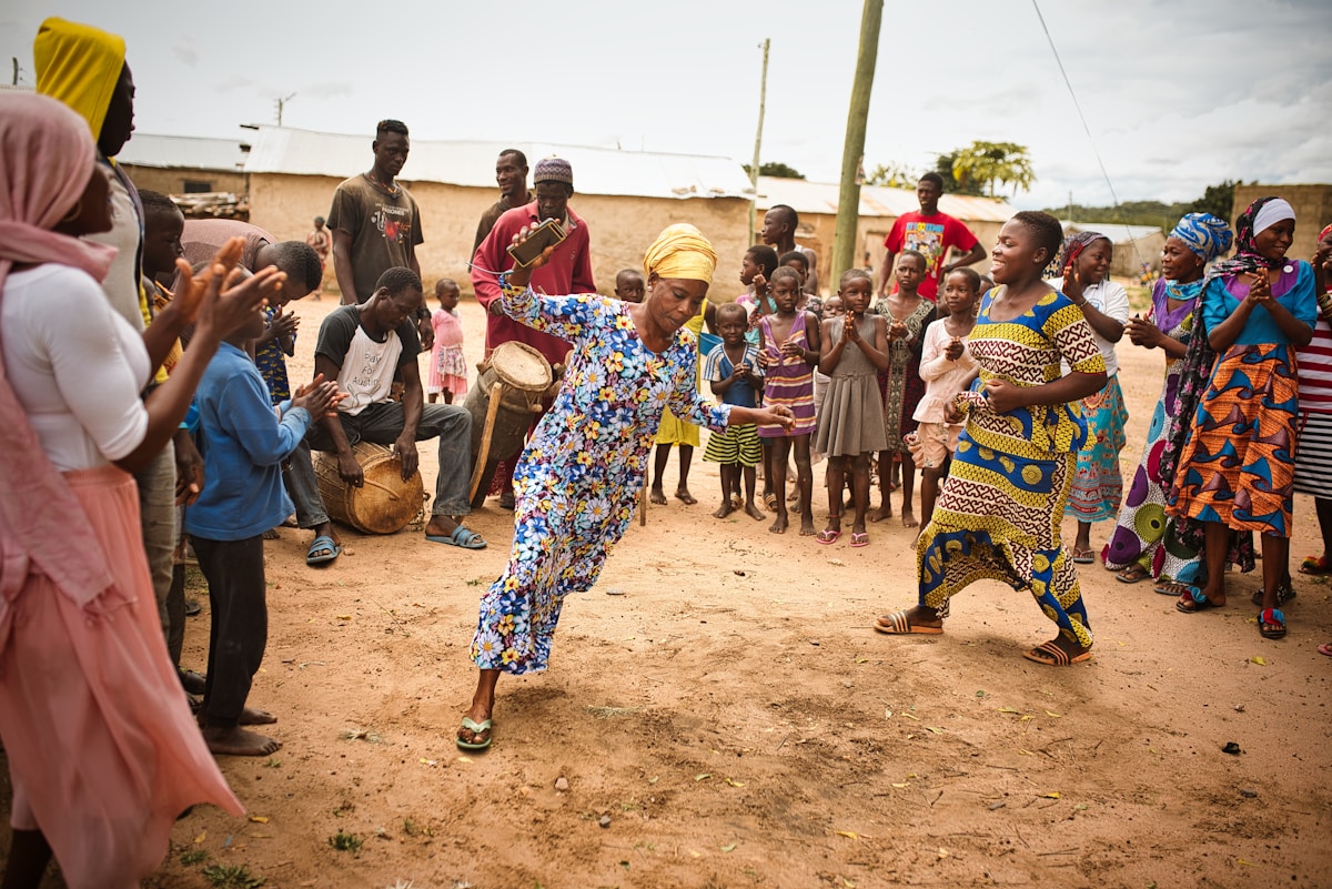 Traditional dance celebration in Northern Ghana during harvest festival