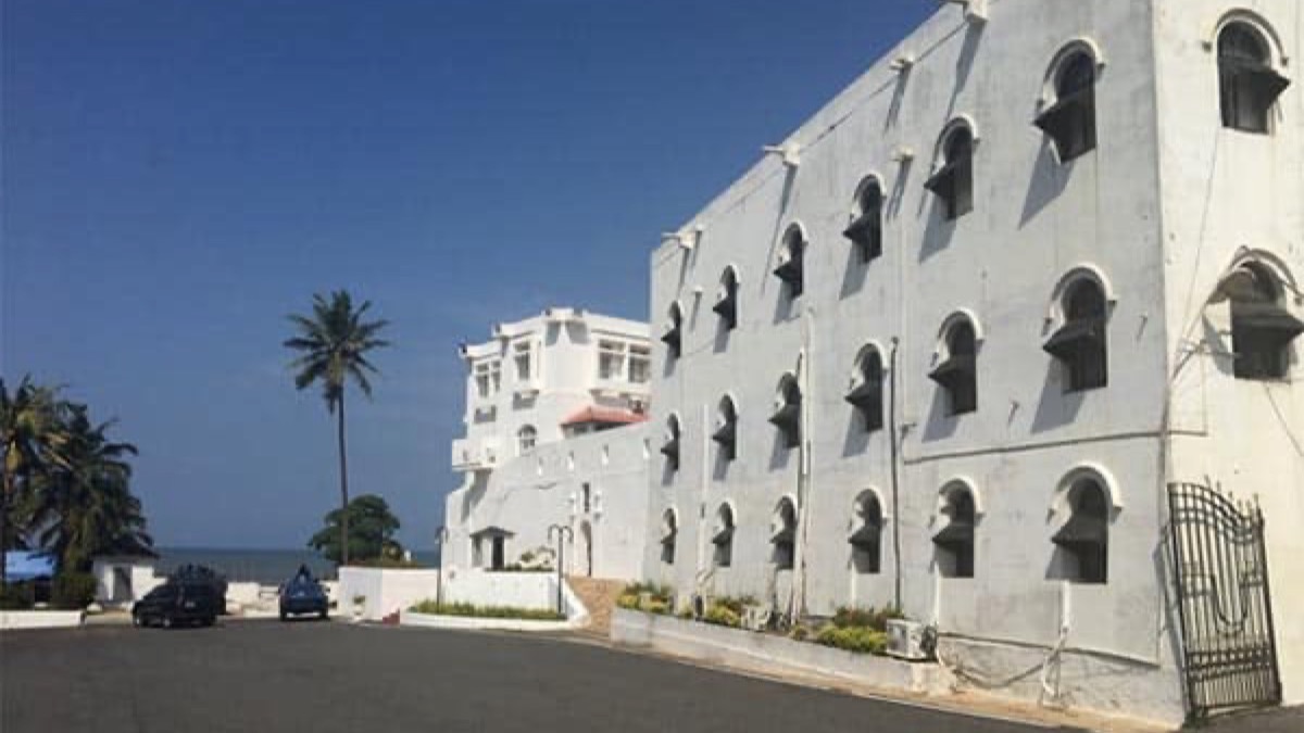 Christiansborg Castle (Osu Castle) on the coast of Accra, Ghana — former Danish slave fort and presidential seat