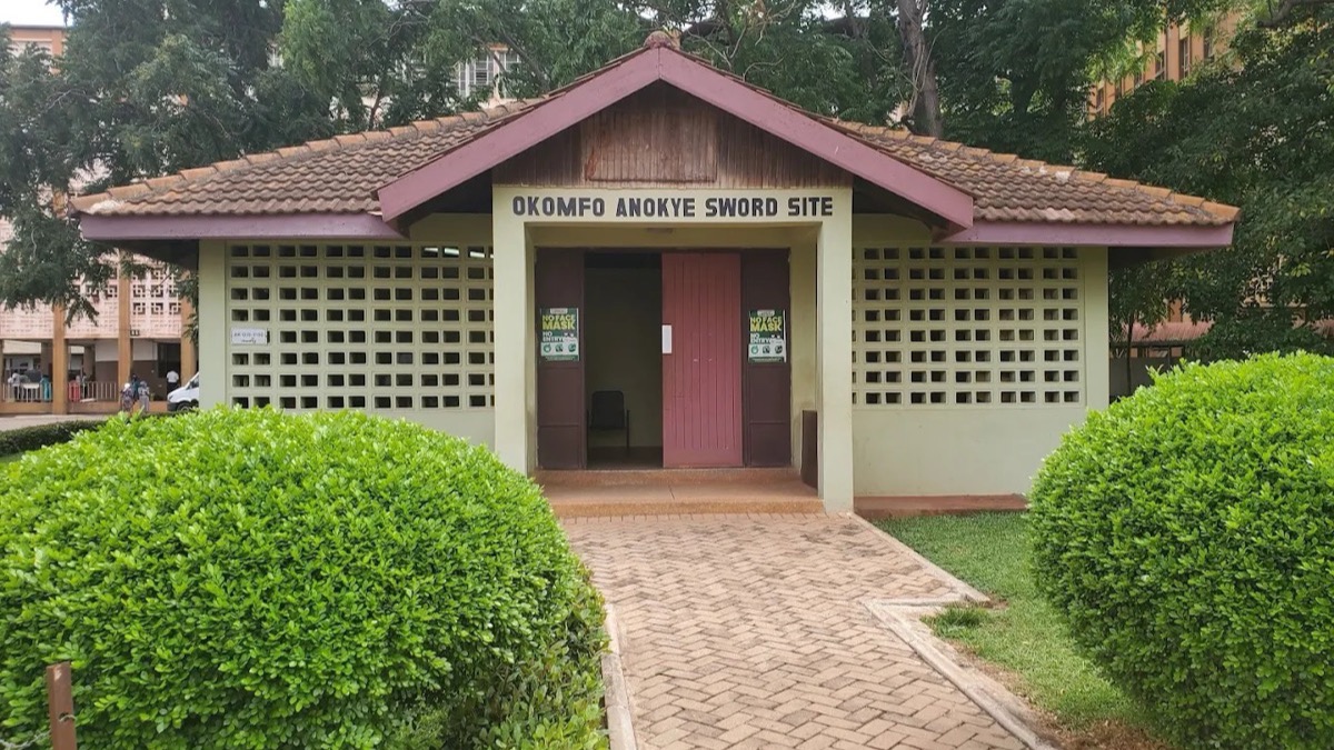 Okomfo Anokye Sword Site at Komfo Anokye Teaching Hospital, Kumasi — sacred sword embedded in stone since 1695, never moved
