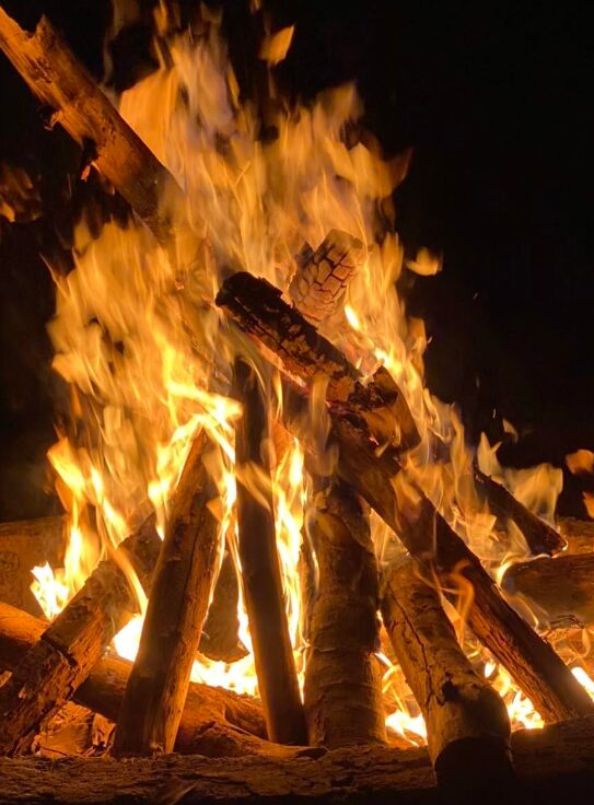 A bonfire at a campsite near Akosombo, Ghana