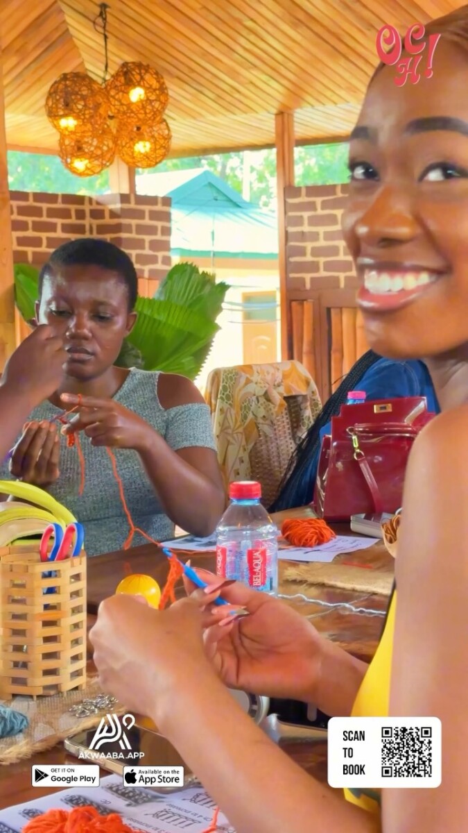 A craft and beading workshop in Accra, from @akwaaba.app on Instagram
